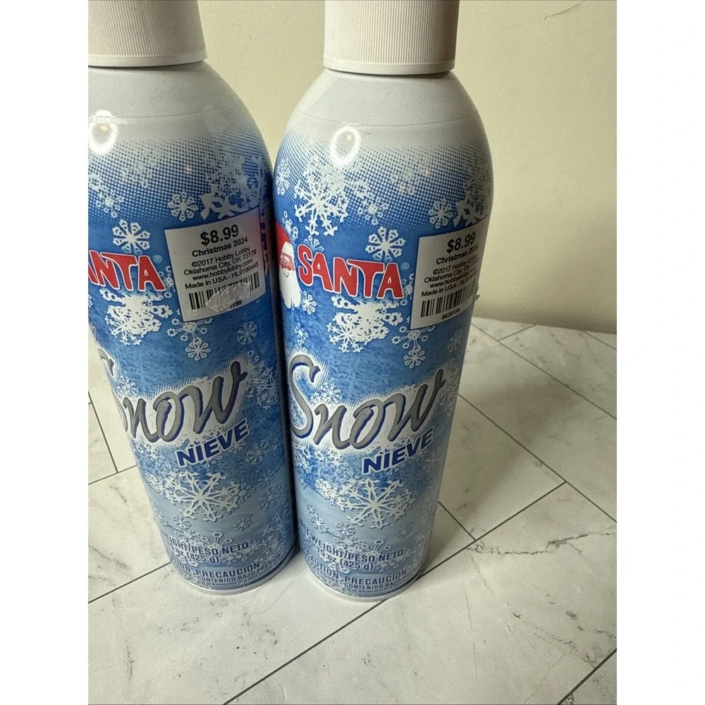 2 Santa Snow Christmas Flocking Spray 15oz Cans for Windows Trees Craft Art NEW✅